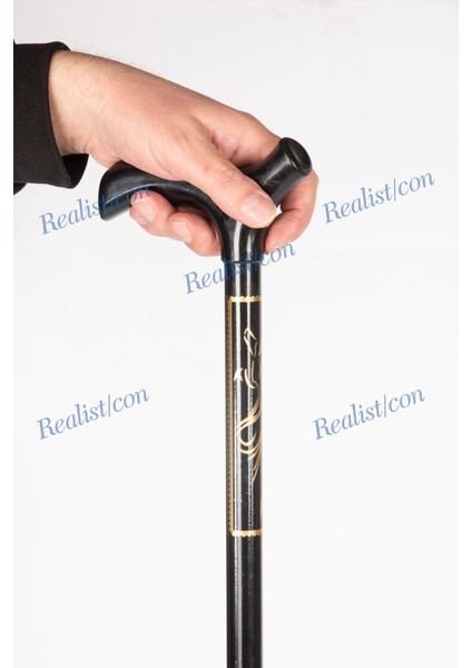 Asansörlü Ayarlanabilir Metal Baston (Siyah)