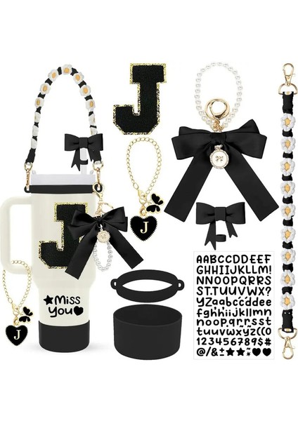 Saman Topper, Silikon Prorektif Önyükleme, Fincan Cazibesi, Çıkartmalar ve 40 Oz Dak Fincanı Için Saplı Kayış Dahil 8pcs Fincan Aksesuarları: J (Yurt Dışından)