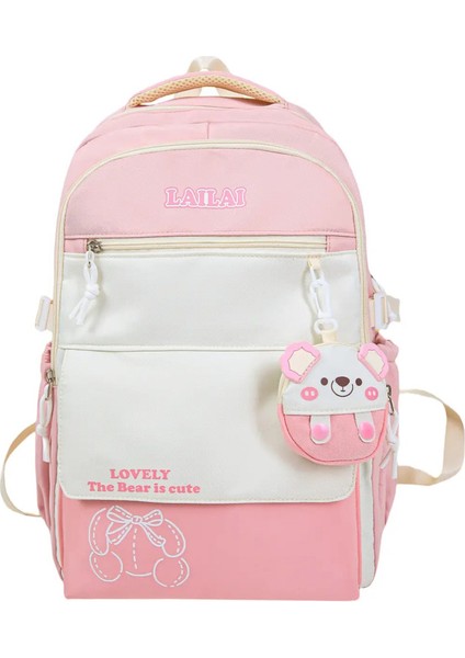 Okul Çantası, Hafif ve Büyük Bir Kapasite Sırt Çantası, Ortaokul Kızları Için Tasarlanmış, Baskıyı ve Prokoloru Hafifletmeyi Amaçlayan: Pembe/boyut: 15 Inç (Yurt Dışından)