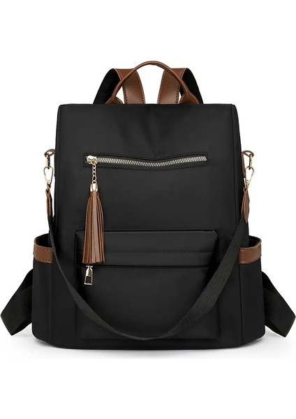 Kadınların Zarif Püskül Anti-Hırsızlık Sırt Çantası Çok Yönlü Hafif Su Geçirmez Naylon Sırt Çantası Kadınlar Için Basit Gidiş Seyahat Bagcolor: Siyah (Yurt Dışından)