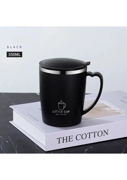 350ML Termos Kupa 304 Kalıplı Paslanmaz Çelik Kahve Kupası Sızdırmaz Kahve Şişesi Yalıtımlı Kupa Termal Su Şişesi Süt Kupası Kapasite: 350ML/RENK: Zarif Siyah (Yurt Dışından)