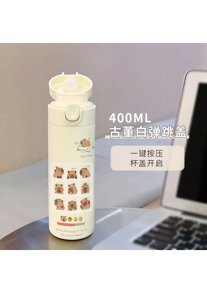 400ML Capya Karikatür Paslanmaz Çelik Kahve Kupası Seyahat Termal Kupa Sızdıran Termos Şişe Çay Kahve Kupa Yalıtımlı Kupa Hediye Kapasitesi: 400ML/RENK: 2 (Yurt Dışından)