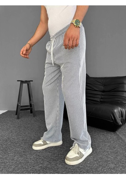 Su Yolu Çizgili Cepli Pantalon Yazlık - Gri indirimleri
