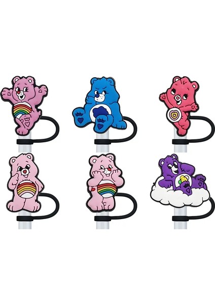 Sıcak 1-6pcs Gökkuşağı Ayı Saman Kapak Kapağı 10MM Içecek Saman Fişi Yeniden Kullanılabilir Sıçrama Geçirmez Içme Fincan Aksesuarları Ev Parti Hediyeleri Renk: 6PCS-10MM (Yurt Dışından)