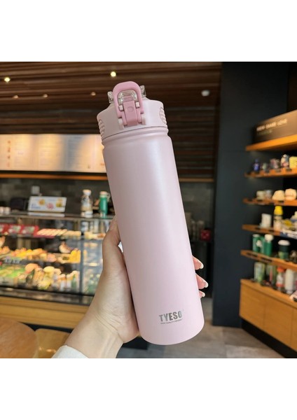 Tyeso 600/750ML Termos Şişesi Saman Paslanmaz Çelik Araç Termal Kupa Soğuk ve Sıcak Termal Kupa Kapasite: 750ML/RENK: Pembe (Yurt Dışından)