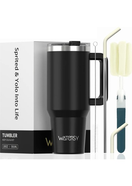 30 Oz 40 Oz Paslanmaz Çelik Termal Kap Saplı ve Pipetle Kapaklı Büyük Kapasiteli Yalıtılmış Kupa Çift Vakumlu Araba Dak Kapasitesi: 1182 Ml/renk: Siyah (Yurt Dışından)