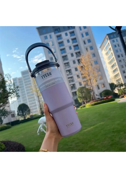 Tyeso 30OZ Kahve Kupası Termos Şişesi 900ML Paslanmaz Çelik Duvar Yalıtım Soğuk ve Sıcak Seyahat Kupa Vakum Şişesi Termos Kapasite: 900ML/RENK: Pl (Yurt Dışından)