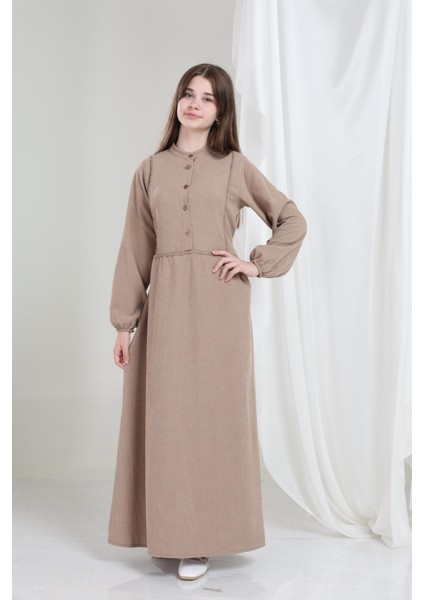 Melora Kız Çocuk Kadife Elbise Bej