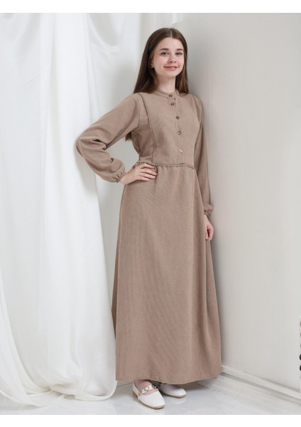 Melora Kız Çocuk Kadife Elbise Bej