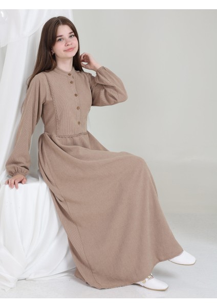 Melora Kız Çocuk Kadife Elbise Bej