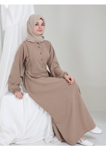 Melora Kız Çocuk Kadife Elbise Bej