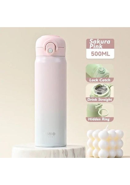 500ML Büyük Kapasiteli Kalınlaştırılmış 316 Paslanmaz Çelik Kademeli Değişiklik Renk Kupası Vakum Termal Yalıtım Taşınabilir Tumbler Termoscapity: 500ML/RENK: Tonu Yeşil (Yurt Dışından)