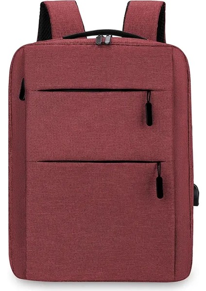 Çok Katmanlı Fermuarlı Dizüstü Bilgisayar Çantası, 13 Inç, 14 Inç, 15 Inç, Bilgisayar Sırt Çantası, Iş Sırt Çantası, Erkek ve Kadın Seyahat Rengi: Kırmızı/boyut: 15 Inç (Yurt Dışından)