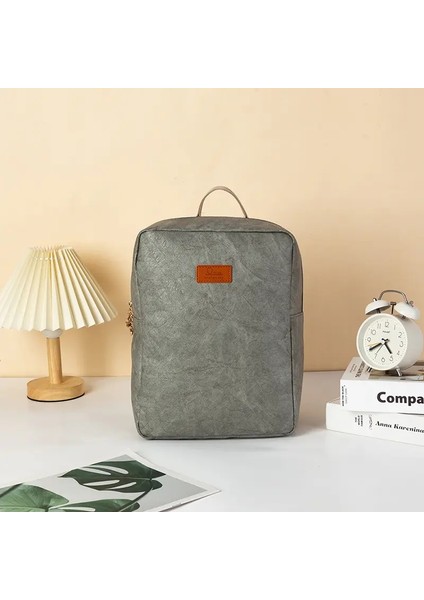 Su Yıkanmış Dupont Kağıt Sırt Çantası Erkekler ve Kadınlar Için Iş Gezisi Tuvalet Depolama Çantası Ultra Hafif Genç Öğrenci Schoolbag Renk: Gri (Yurt Dışından)