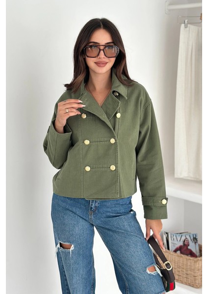 Düğme Detaylı Yağmur Gabardin Ceket Haki fırsatları