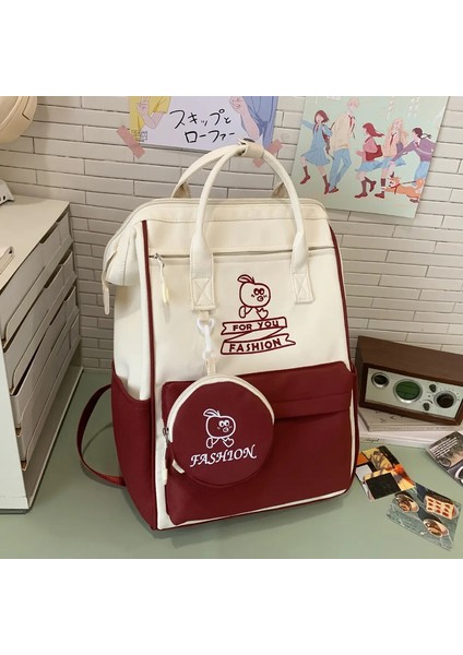 Schoolbag Kadın Kolej Öğrencisi Japon Kolej Tarzı Sırt Çantası Sırt Çantası Erkek Ortaokul Büyük Kapasiteli Bilgisayar Bagcolor: Kırmızı (Yurt Dışından)