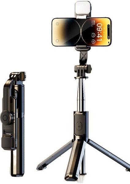 Elde Taşınabilen Selfie Çubuğu Zemin Tripod Çok Işlevli Cep Telefonu Bluetooth Canlı Yayın Braketi Dolgu Işığı Mini Taşınabilir Fotoğraf Çubuğu (Yurt Dışından)