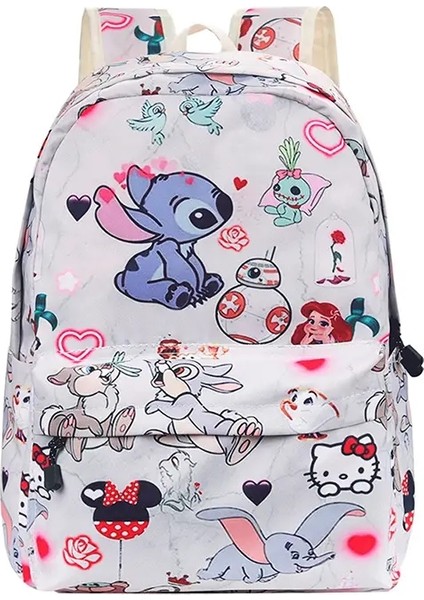 Dikiş Sırt Çantası, Kız Büyük Kapasiteli Basılı Sevimli Gündüz Çantası, Karikatür Anime Okul Çantası, Genç Gündelik Seyahat Gidip Knapsackcolor: B-Stitch (Yurt Dışından)