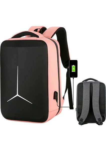Anti Hırsızlık Backpack Erkekler Iş Dizüstü Dizüstü Bilgisayar Back Çantası Su Geçirmez Şarj Minimalist Daypack Erkek Mochila Kadın Erkekler Sırt Çantaları Renk: Pembe (Yurt Dışından)