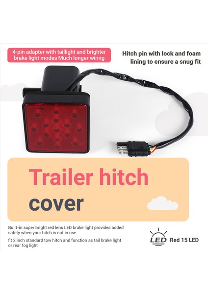Kırmızı 15 LED 2 Inç Römork Kamyon Bağlantı Parçası Çekme Alıcısı Kapağı Fren (Yurt Dışından) fırsatları