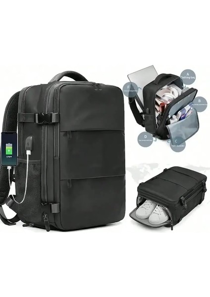 Erkekler Büyük Seyahat Sırt Çantası 40X28X15 Kabin Çantası Kadın Havayolu Onaylı Su Geçirmez Dizüstü Bilgisayar Sırt Çantası Executive Bagcolor: Siyah (Yurt Dışından)