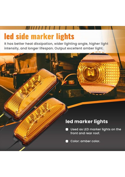 Adet 3,9 Inç 3 Ledli Kamyon Römork Ön Arka LED Yan Işaret Lambası (Yurt Dışından) indirimleri