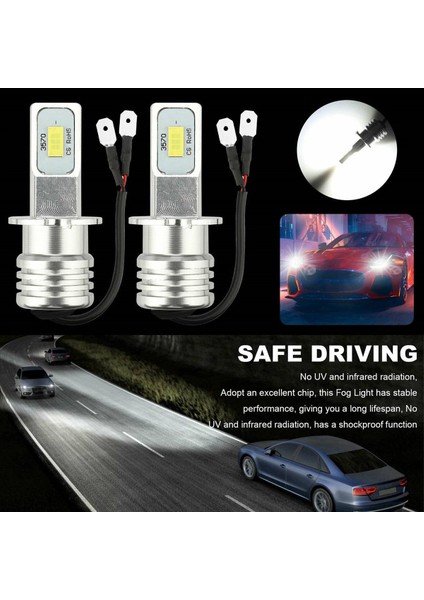 2x H3 Süper Parlak LED Sis Farı Sürüş Lambası Ampul Kiti 6000K (Yurt Dışından) indirimleri