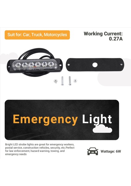 12V-24V 6led Araç Uyarı Flaşı Beyaz Yanıp Sönen (Yurt Dışından) fırsatları