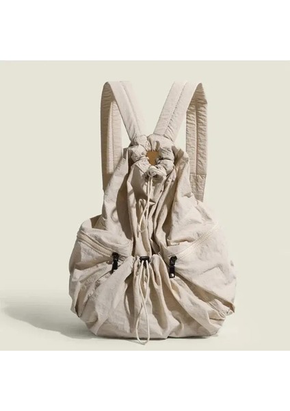 Moda Dantelli Çizim Sırt Çantaları Kadınlar Için Sıradan Naylon Bayan Sırt Çantası Hafif Öğrenciler Büyük Kapasiteli Seyahat Kesesi 2025 Renk: Bej (Yurt Dışından)