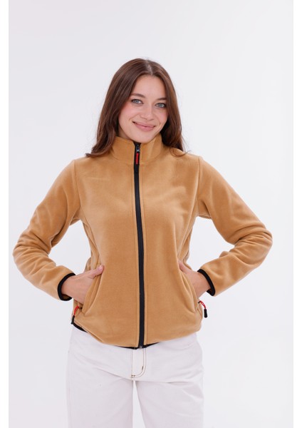 Kadın Slim Fit Tam Fermuarlı Polar Ceket