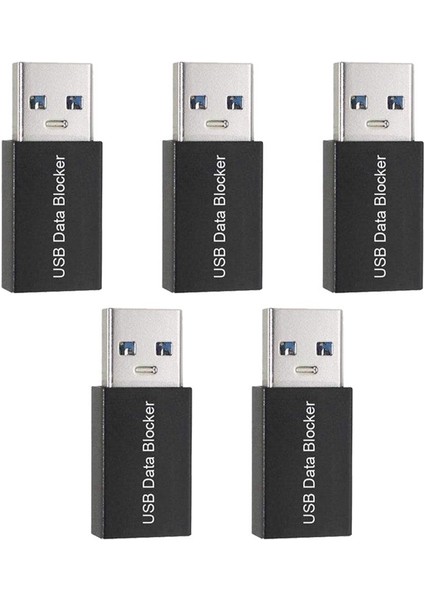 5 Adet Sadece Şarj USB Engelleyici Adaptörü Veri Senkronizasyonunu Engellemek Için, Siyah (Yurt Dışından)