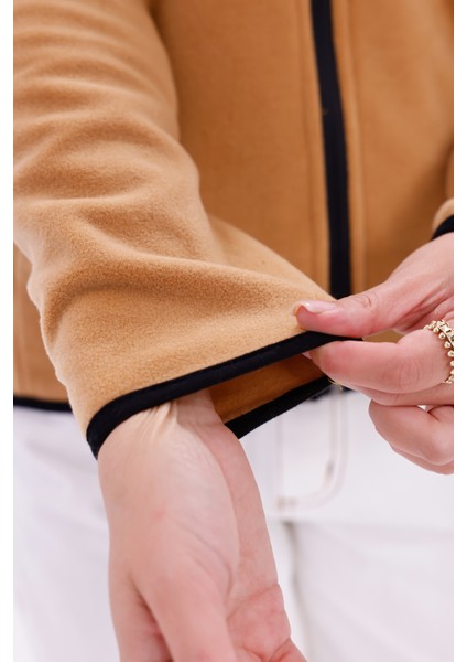 Kadın Slim Fit Tam Fermuarlı Polar Ceket