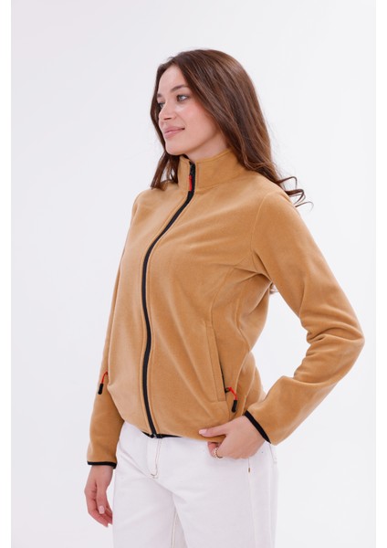 Kadın Slim Fit Tam Fermuarlı Polar Ceket