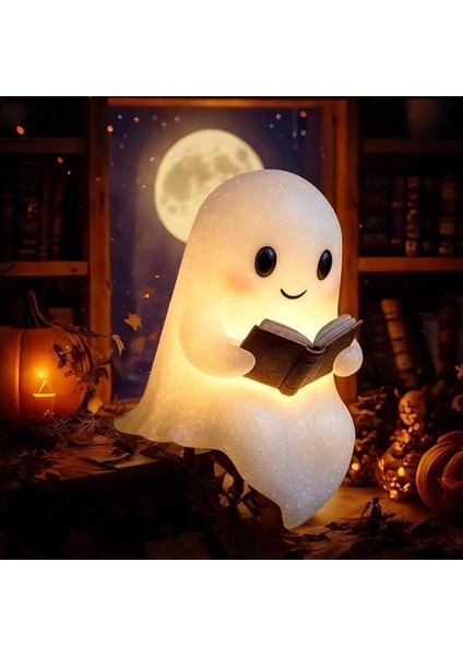 Hayalet şeklinde okuma gece lambası, yaratıcı ev masaüstü dekorasyonu, reçine el sanatları, küçük süs. (Yurt Dışından)