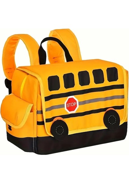 u Çantası Karikatür Otobüs Sırt Çantası Panda Sürücüsü Büyük Kapasiteli Sırt Çantası Su Geçirmez Ayarlanabilir Omuz Askısı El Çantası: Sarı Siyah Pencereler (Yurt Dışından)