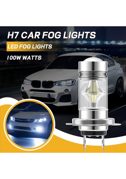Çift Yüksek Güçlü LED H7 Ampul Araba Sis Farı Farları 6000K Beyaz (Yurt Dışından) fırsatları