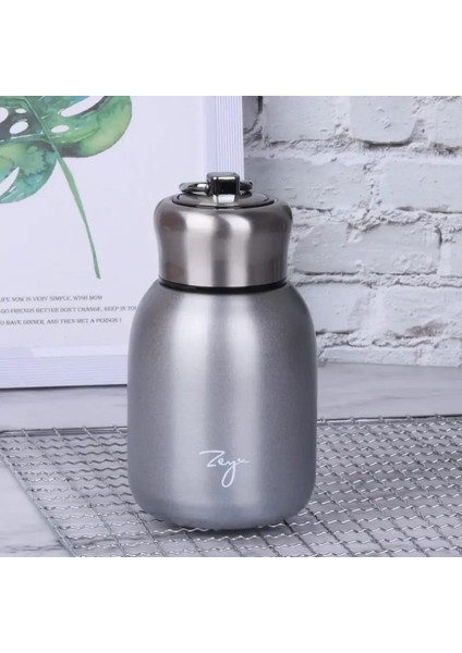 1pc 300ML Moda Mini Kahve Vakum Şişeler Güzel Paslanmaz Çelik Termos Taşınabilir Seyahat Su Şişesi Kapak Kurı Kapasite: 201-300ML/RENK: Gümüş (Yurt Dışından)
