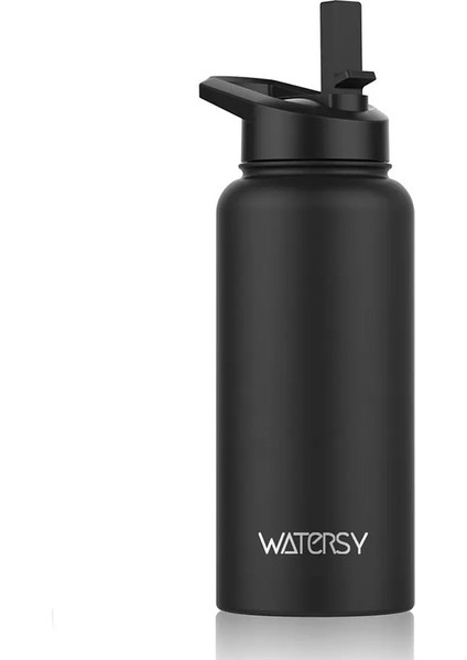 900ML Paslanmaz Çelik Termal Kupa Kollu Büyük Kapasiteli Yalıtımlı Kupa Ofisi ve Ev Tulumbler Açık Hava Spor Suyu Bottlecapity: 473ML/RENK: Siyah (Yurt Dışından)