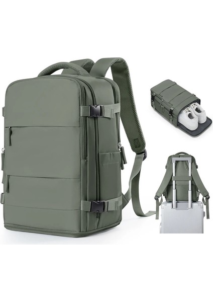 Kadın Erkekler Için Seyahat Sırt Çantası, El Bagajı 40X20X25 Ryanair Cabin Seyahat Çantası Koleji Kitap Çantası Su Geçirmez Dizüstü Torbası Çalışma Rolor: Yeşil (Yurt Dışından)