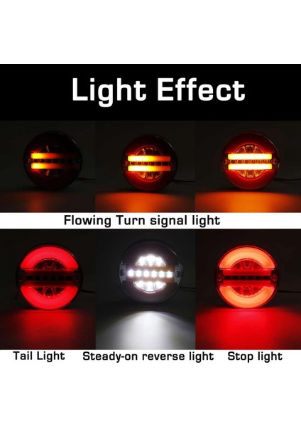 Inç Römork Dinamik Arka Lambası 24V LED Kamyon Fren Lambası LED Yuvarlak (Yurt Dışından) fiyatları