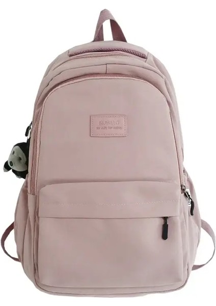 Düz Renkli Sırt Çantası Kadınlar Çok Cepli Kolej Kitap Çantası Gündelik Dizüstü Bilgisayar Sırt Çantaları Erkekler Için Çantaları Için Çantası Renk: Kolye ile Pembe (Yurt Dışından)