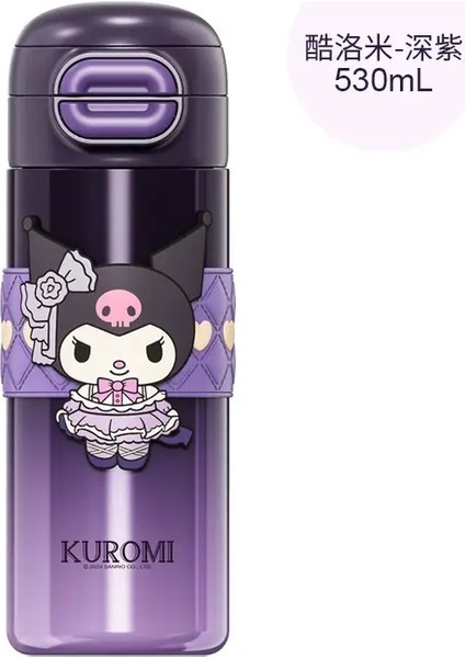 Hello Kitty Kuromi 530ML Çift Kapak Paslanmaz Çelik Termos Kupası, Yalıtımlı Seyahat Su Şişesi Kidscapacity Için Tasarım: 530ML/RENK: Mor: Mor (Yurt Dışından)