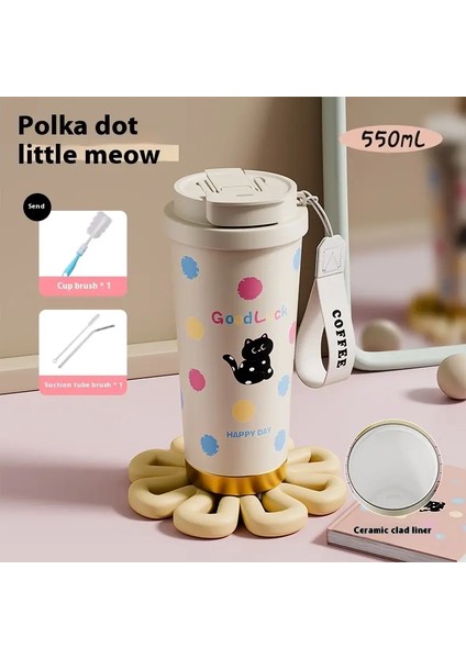 Yalıtımlı Kupa 316 Seramik Iç Pot Taşınabilir Sipariş Siparişi Su Kişisi Kahve Kahve Şişesi Soğuk Yalıtım Şişesi Termo Şişe Kapasite: 550ML/RENK: Kapalı Beyaz (Yurt Dışından)