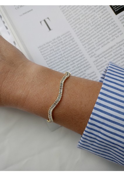 14K Altın Kaplama Zirkon Taşlı Su Yolu Kadın Bileklik