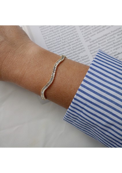 14K Altın Kaplama Zirkon Taşlı Su Yolu Kadın Bileklik modelleri