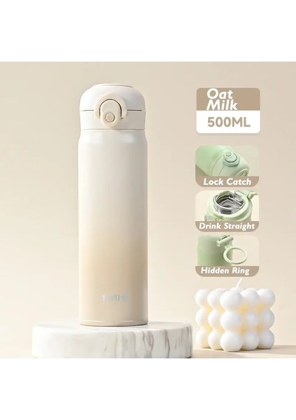 500ML Büyük li Kalınlaştırılmış 316 Paslanmaz Çelik Kademeli Değişiklik Renk Kupası Vakum Yalıtım Taşınabilir Tumbler Termos si: 500ML/RENK: Yulaf Süt Rengi (Yurt Dışından)