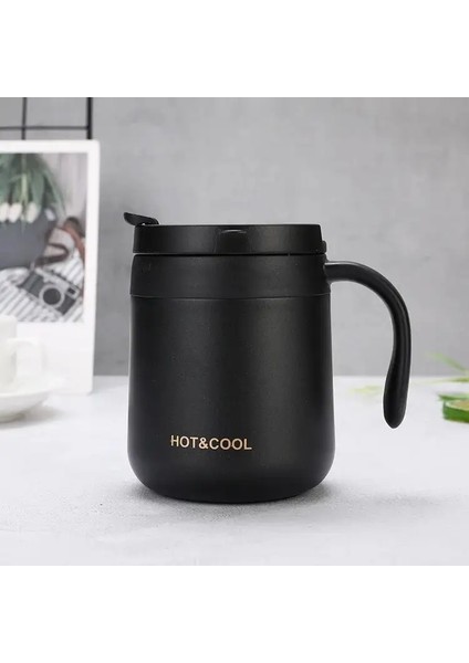 350/500ML Yalıtımlı Kahve Kupası Kalıplı Paslanmaz Çelik Yalıtımlı Kupa Kahve Tumbler Termos Çay Dakları Lipcapacity: 350ML/RENK: Siyah (Yurt Dışından)