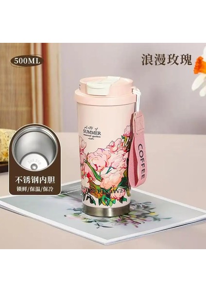 Yeni Su Şişesi Van Go-Gh Thermos Kahve Kupası 2025 Yeni Yüksek Görünümlü Çift Içme Kupası Vadisi Çiçek Hediye Su Kupası Kapasite: 500ML/RENK: Yeşil (Yurt Dışından)