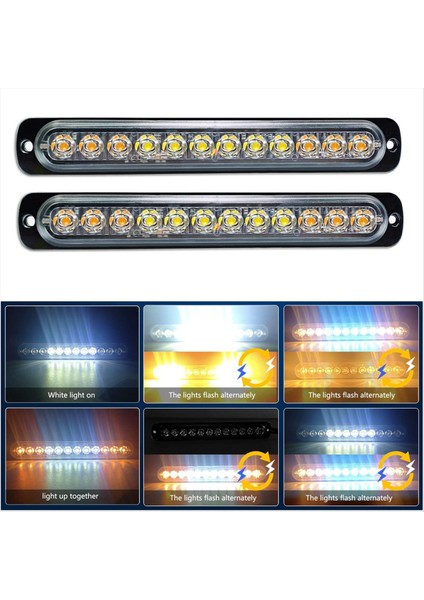 12 Led'li Acil Durum Güvenlik Flaşörlü Işıklar, Sarı+Beyaz (Yurt Dışından) fiyatları