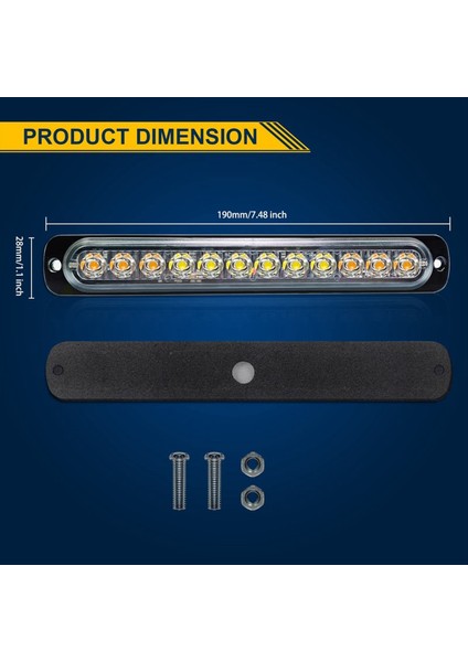 12 Led'li Acil Durum Güvenlik Flaşörlü Işıklar, Sarı+Beyaz (Yurt Dışından) modelleri